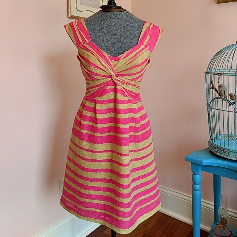 Nanette Lepore Pink and Tan Dress